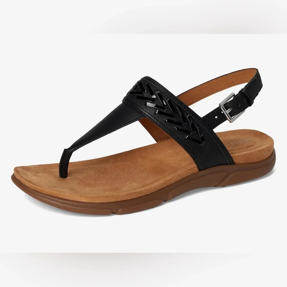 Easy Spirit Monte black patent sandals women’s 7 NEW